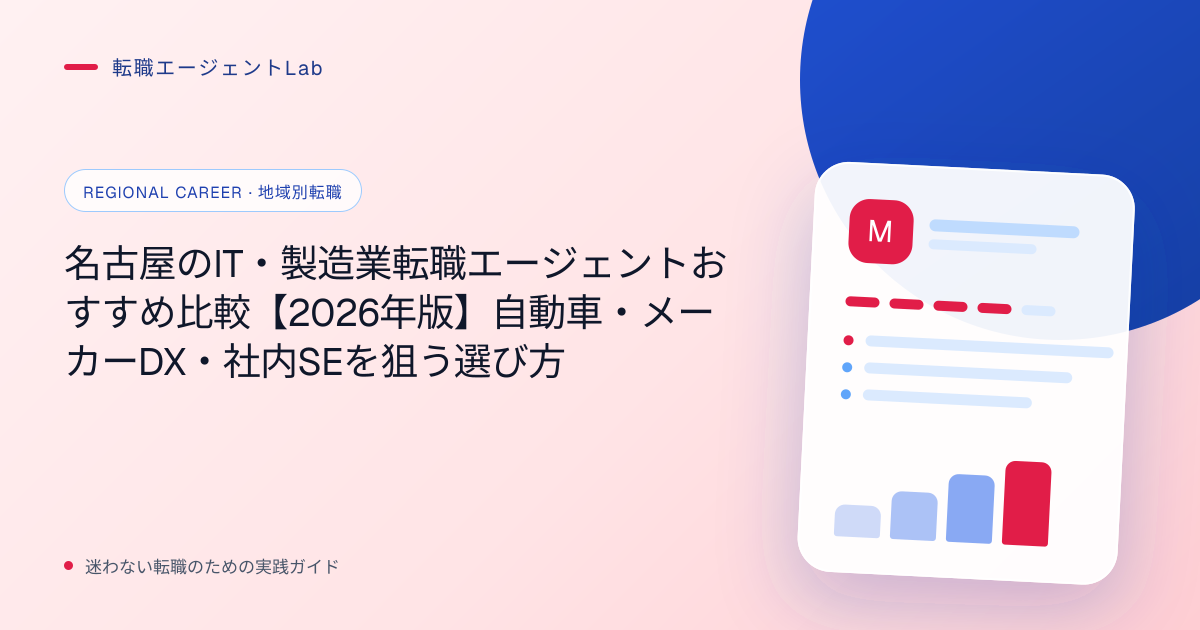 名古屋のIT・製造業転職エージェントおすすめ比較【2026年版】自動車・メーカーDX・社内SEを狙う選び方のサムネイル