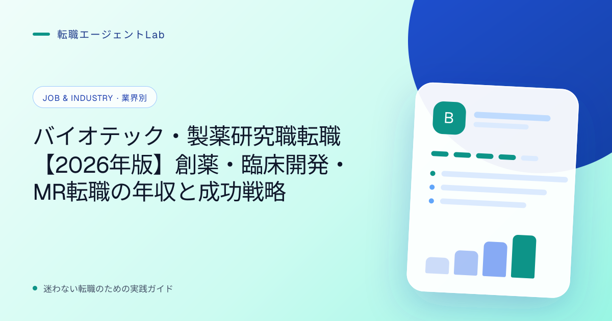 バイオテック・製薬研究職転職【2026年版】創薬・臨床開発・MR転職の年収と成功戦略のサムネイル