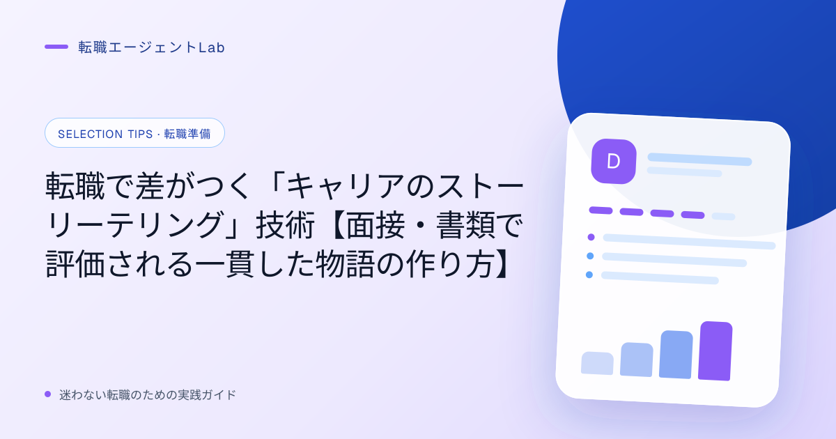 転職で差がつく「キャリアのストーリーテリング」技術【面接・書類で評価される一貫した物語の作り方】のサムネイル