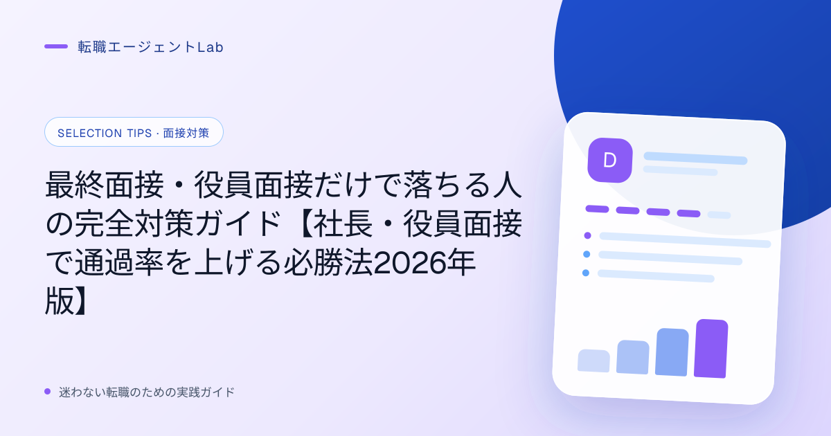 最終面接・役員面接だけで落ちる人の完全対策ガイド【社長・役員面接で通過率を上げる必勝法2026年版】のサムネイル