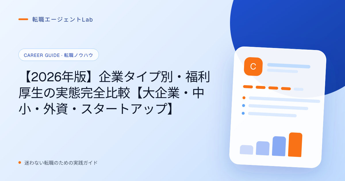 【2026年版】企業タイプ別・福利厚生の実態完全比較【大企業・中小・外資・スタートアップ】のサムネイル