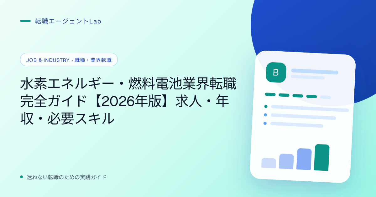 水素エネルギー・燃料電池業界転職完全ガイド【2026年版】求人・年収・必要スキルのサムネイル