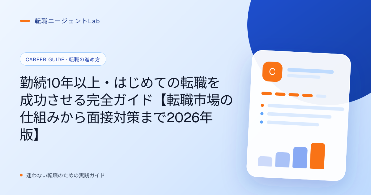 勤続10年以上・はじめての転職を成功させる完全ガイド【転職市場の仕組みから面接対策まで2026年版】のサムネイル