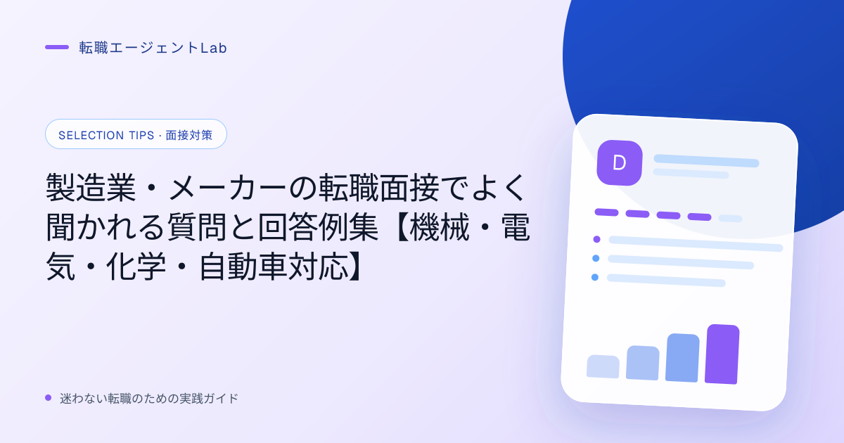 製造業・メーカーの転職面接でよく聞かれる質問と回答例集【機械・電気・化学・自動車対応】のサムネイル