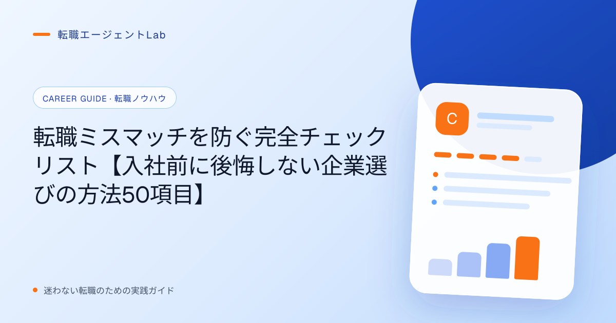 転職ミスマッチを防ぐ完全チェックリスト【入社前に後悔しない企業選びの方法50項目】のサムネイル