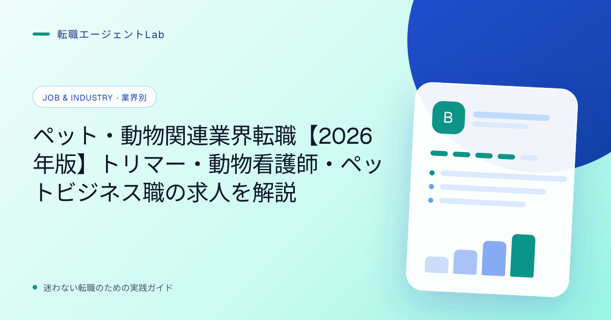 ペット・動物関連業界転職【2026年版】トリマー・動物看護師・ペットビジネス職の求人を解説のサムネイル