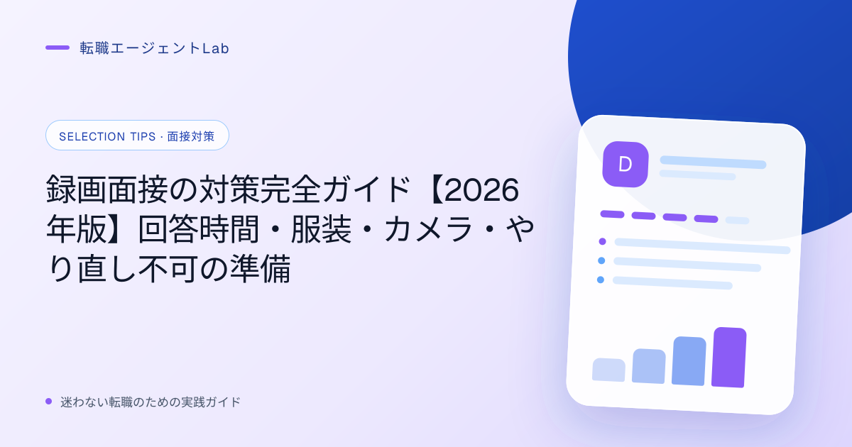 録画面接の対策完全ガイド【2026年版】回答時間・服装・カメラ・やり直し不可の準備のサムネイル