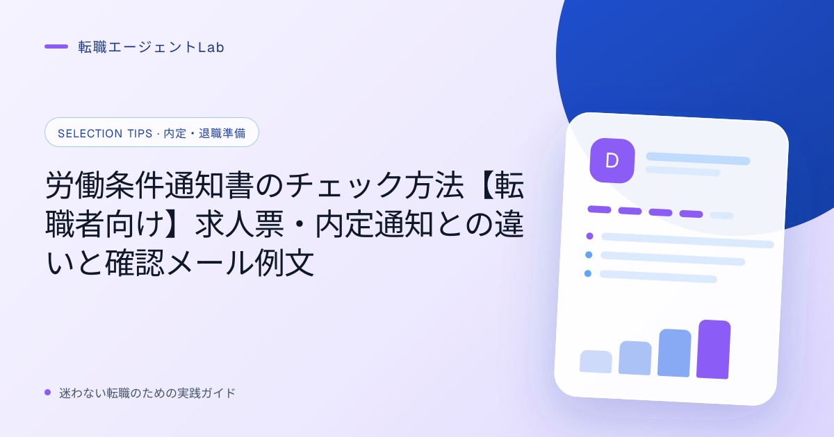 労働条件通知書のチェック方法【転職者向け】求人票・内定通知との違いと確認メール例文のサムネイル
