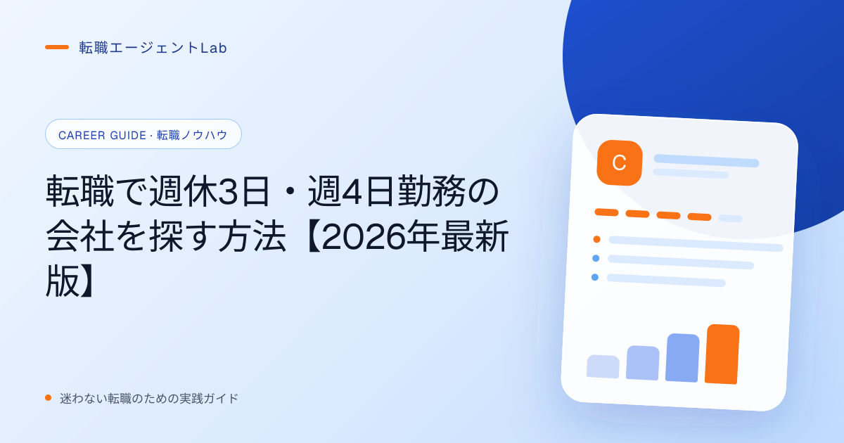 転職で週休3日・週4日勤務の会社を探す方法【2026年最新版】のサムネイル