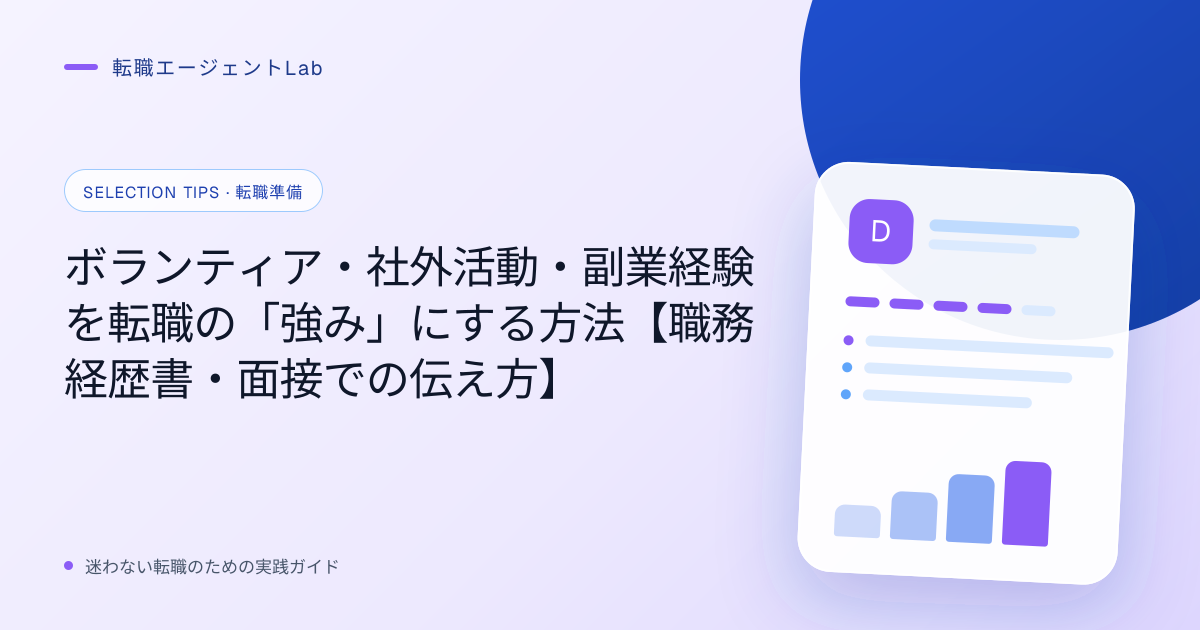 ボランティア・社外活動・副業経験を転職の「強み」にする方法【職務経歴書・面接での伝え方】のサムネイル
