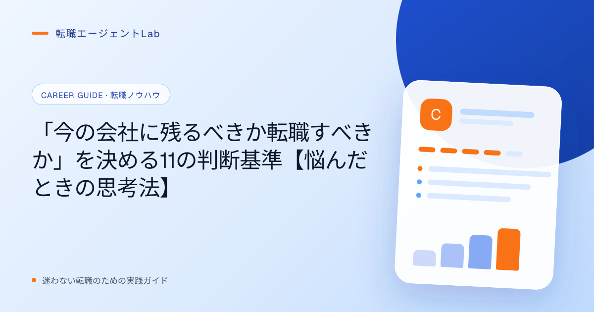 「今の会社に残るべきか転職すべきか」を決める11の判断基準【悩んだときの思考法】のサムネイル